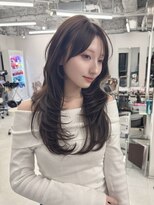 ハピネス 梅田茶屋町店(HAPPINESS) 韓国ヘア/ウルフレイヤー/顔周り/ブリーチなしココアブラウン