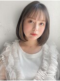 イメチェンピンクベージュ前髪イヤリングカラーa