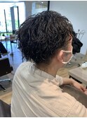 メンズヘアフェザーパーマサーフカール刈り上げセンターパート