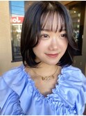 大人キレイな黒髪サイドバング