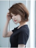 くびレイヤー前髪なしグレージュボブ 外はね【AIN.表参道】川原
