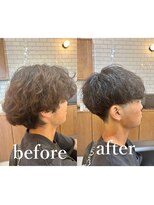 セッチュウ(SETCHUU)&nbsp;マッシュパーマスタイル　ビフォーアフター