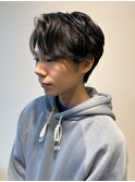 アップバング/パーマ/センターパート/メンズ/10代20代30代