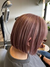 ヘアーメイクボヌール(hair make Bonheur)&nbsp;50代人気◎白髪ぼかしハイトーン×大人ピンクボブ