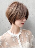 うるツヤ前髪ミルクブラウン大人可愛いナチュラルショート夏