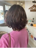 大人ガーリーココアブラウンエアリーカールミディ梅ヶ丘美容室