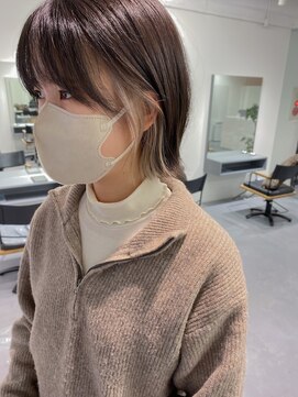 レフ(LEF) 【オダオススメ!】外ハネボブ×イヤリングホワイトベージュ