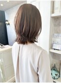 福山caary外ハネレイヤーボブほんのりピンクブラウンカラー30代