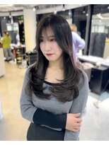 ワン バイ ジエクト(One by The Ect)&nbsp;【レイヤーロング】黒髪アッシュカラー透明感パープルブラック