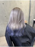 ホワイトカラー 毛先ブルー