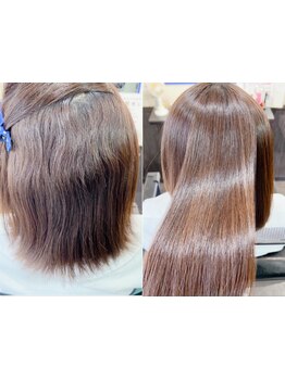 ヘアーサロンニクスこだわりの低分子ケラチンを使った酸性ストレートでダメージを補修しながら艶髪に！