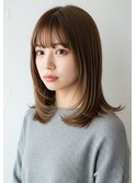 ミディアム/顔周り/レイヤーカット/ハイライト/本八幡