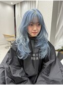 【KASUMI天神美容室】水色×レイヤーカット