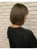 顎下ボブ/オリーブグレージュ/髪質改善/艶髪