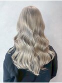 ブロンドロング顔周りレイヤー大人ガーリー_ba577032