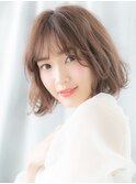 大人かわいい透明感ニュアンスくせ毛風ボブa古河20代30代40代