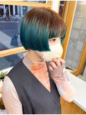 デザインカラー ルーツカラー ミニボブ 水色