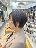 大人ショート_前下がりボブ_ショートボブ30代40代黒髪白髪ぼかし