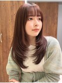 韓国風レイヤーカット 前髪カット チョコレートブラウン 表参道