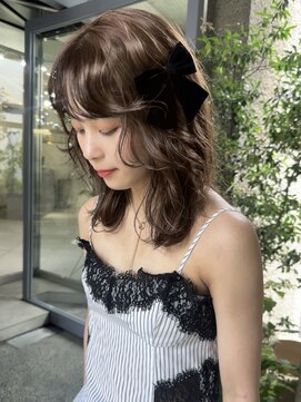 メゾンアクア 表参道(Maison ACQUA) ☆ブリーチなしダブルカラー透明感カラー オリーブベージュ ボブ