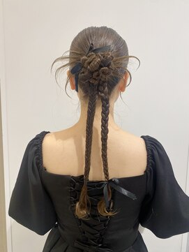 ケンジ 横浜(KENJE) カチモリ×黒リボン/ヘアセット/横浜