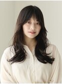 20代30代40代大人可愛い小顔暗髪ロングフェミニンレイヤーカット