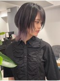 ミニウルフ  インナーカラー パープルグレージュ ブリーチ