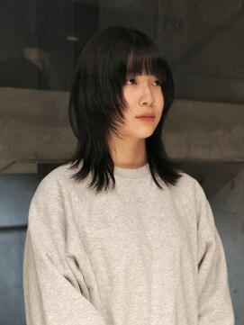 ネロ ヘアサロン 渋谷(NERO HAIR SALON) 【倉田真希】シャギーウルフ　マッシュウルフ　前髪あり　黒髪