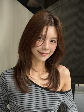 AMATELAS S 新宿/髪質改善/縮毛矯正/カラー/レイヤーカット【8/31 NEWOPEN（予定）】 AMATELAS/ふんわりワンカールレイヤー/ 小顔カット