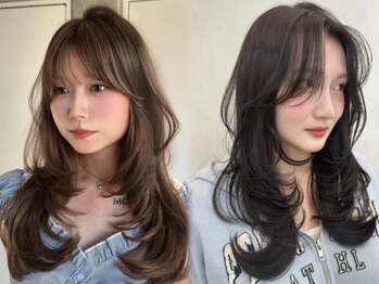 メラ 原宿(MELA)の写真/レイヤーカット×暗髪カラーが引き立つ！顔周りカットレイヤーカットで理想の自分に出会う日々を◎暗髪