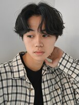 ディッセンバー 神宮前(December)&nbsp;ニュアンスパーマアッシュブラックウルフ波巻きスパイラル渋谷