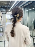 【お呼ばれ】編みおろしポニーテール