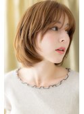 オレンジベージュ似合わせカット小顔ショートボブZ戸頭30代40代