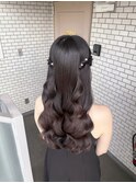 ハーフツイン　参列ヘア　結婚式ヘア