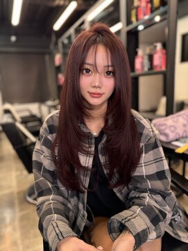 ラピス 名古屋本店(Lapis) 【ワインレッド】エクステ50cm レイヤースタイル