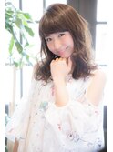 シルキーベージュ/斜めバング/グレージュカラー/デザインカラー