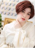 レッドブラウン小顔前下がりショートボブTb2志木20代30代40代