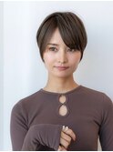20代30代/韓国/グレーベージュ/ショートボブ/小顔/前髪
