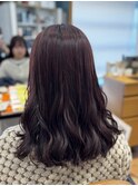 少しゆるめミディアムコテ巻き風パーマ