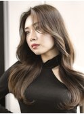 ロングレイヤーカットラベンダーグレーアッシュグレージュ美髪