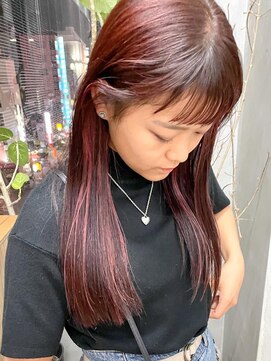 テトヘアー(teto hair) ハイライトイヤリングカラーもみカラー暖色ピンクカラー