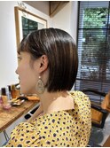 ぷつっとボブ切りっぱなしボブ大人ボブ大人可愛いハイライト
