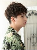 束感アースカラー斜めバング爽やかマッシュパーマF草加