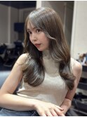 ロング レイヤーカット 小顔効果 似合わせ 前髪 韓国風