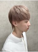 ハイライトカラーくびれヘアアプリコットオレンジ