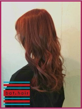 バトヘアー 渋谷本店(bat hair) 【bathair渋谷/持田】赤_ボルドーワンレンフェザーロング