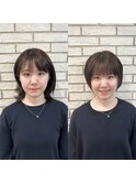 前髪カットで小顔になれるショートヘア