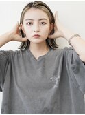 インナーカラー外ハネボブダブルカラーケアブリーチハイライト