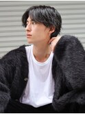 【Sourire江坂】黒髪マッシュパーマ波巻きセンターパートウルフ