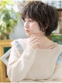 ★アッシュブラックくせ毛風カール束感ショート20代30代40代★9